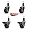 Service Caster 3'' Black Poly Wheel Swivel 1-1/4'' Expanding Stem Caster Set 2 Brakes, 4PK SCC-EX20S314-PPUB-BLK-2-PLB-2-114 - alternate 4